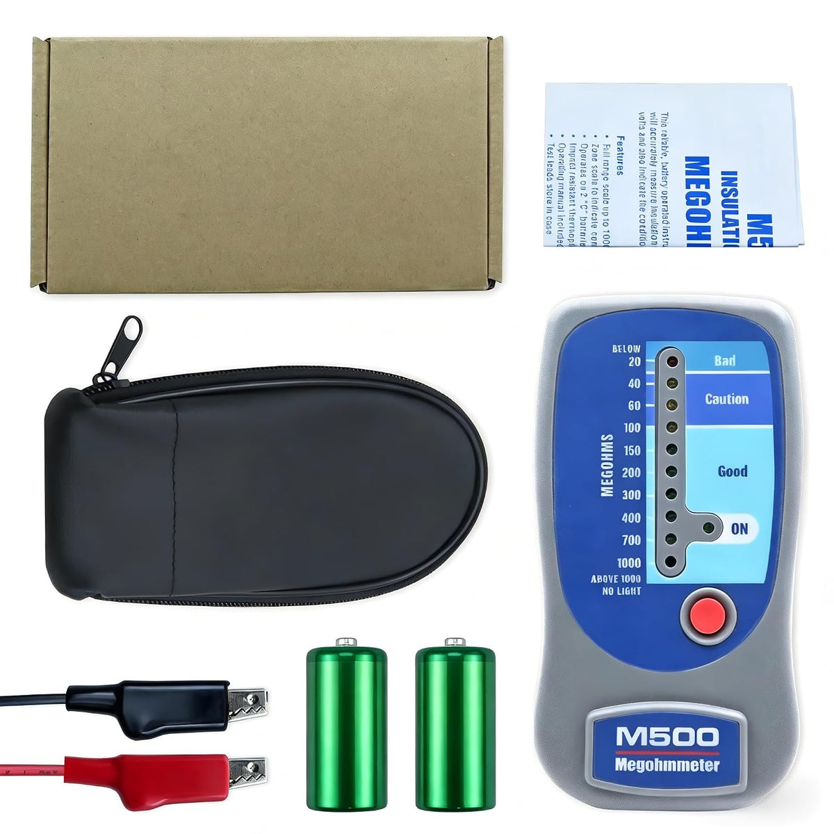 M500 Insulation Megohmmeter Compatible with Supco M500, 0 to 1000MΩ