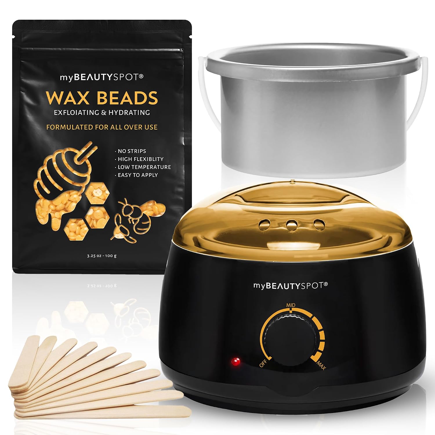Wax Warmer for Hair Removal Kit – Wax Machine Kit for Women – At Home Hair Removal Wax Kit – Full Body Bikini