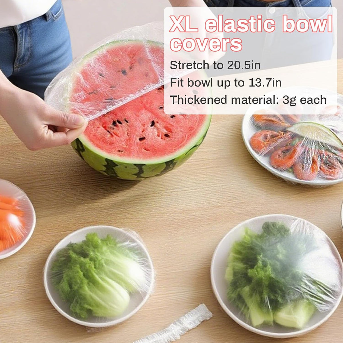 100 Bowl Covers Bread Proofing - Extra Large Plastic Wrap for Food