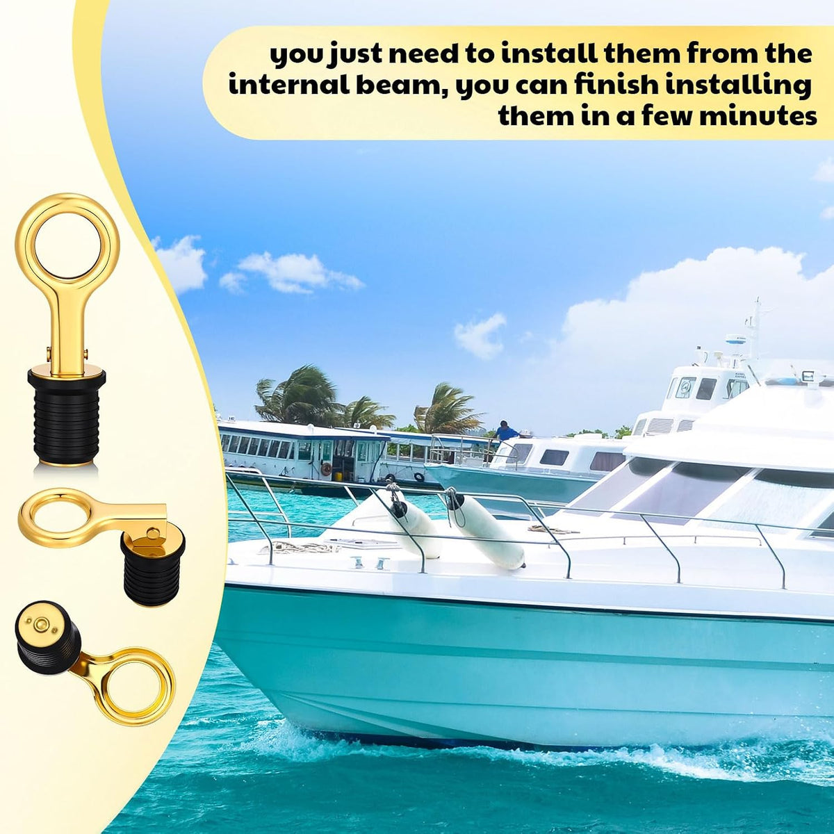 Honoson 2 Pcs Boat Drain Plug Brass 1 Inch for Drains