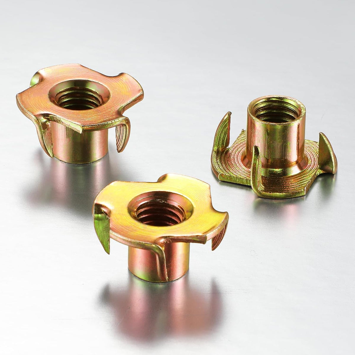 Wensilon 100pcs 1/4-20 T-nut Yellow Four-jaw - for Home, Hotel Outdoor Threaded Insertion