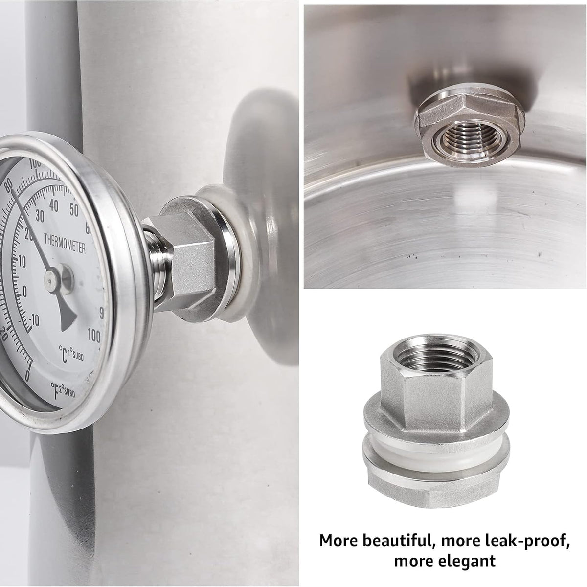 FERRODAY Stainless Steel 1/2" NPT Weldless Bulkhead, Fitting with 2 Gaskets