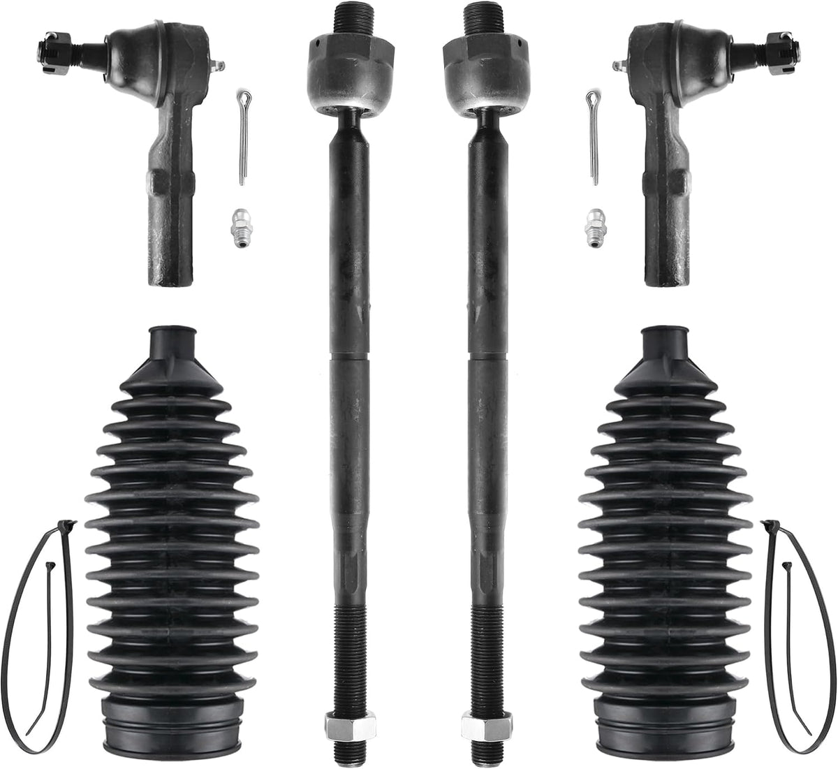 6pcs Front Steering Kit Tie Rod End Inner and Outer and Boots for RWD Chrysler 300 2005-2010 and RWD Dodge Challenger Charger Magnum 2005-2010
