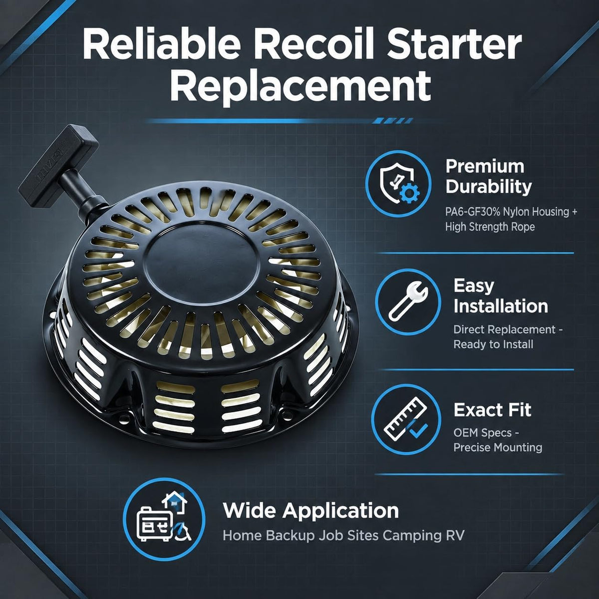 XIAOWEI Recoil Starter for Ryobi RY906500S 6500 8125 Watts Generator