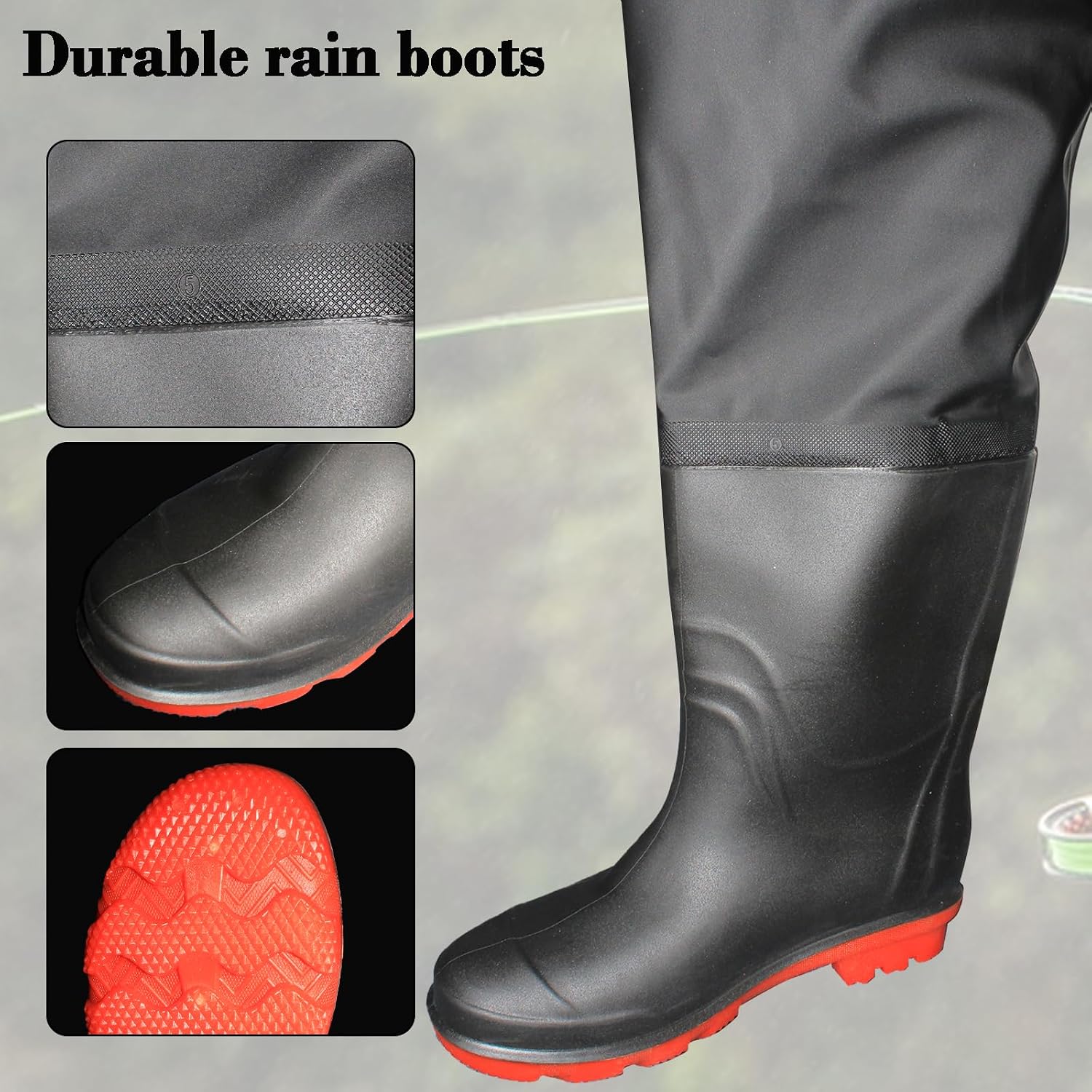 Fishing Waders with Boots, Nylon/PVC Waist Wader Pants Fishing Waders for Men Women, Waterproof Bootfoot Waders