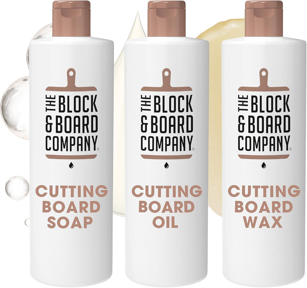 Block and Board Cutting Board Complete Care Kit - Soap, Wax, & Oil 3pc Set
