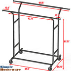 Heavy Duty Double Rail Clothing Garment Rack, Black
