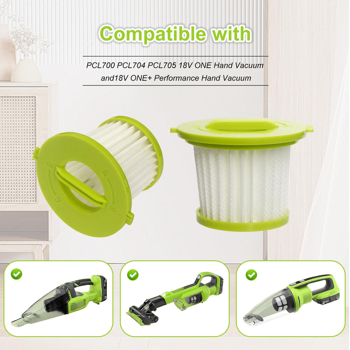 Replacement Filter Compatible with Ryobi ONE+ 18V Handheld Vacuum A32HF00