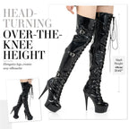 Women's Over The Knee Thigh High Heel Boots Platform Zip Buckle Lace Up Black US Size 9