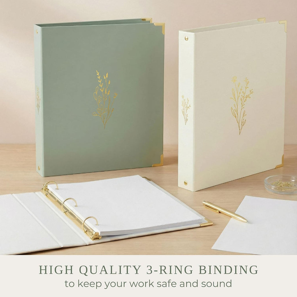 Aesthetic 3 Ring Binder Set of 2 - Sturdy 1 Inch Binder Fits Letter Sized Paper - A Cute Holder for Women or Men with