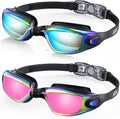 Swim Goggles 2 Pack for Adult Men Women No Leak with Storage Case | Anti-Fog UV Protection Mirrored Swim Glasses