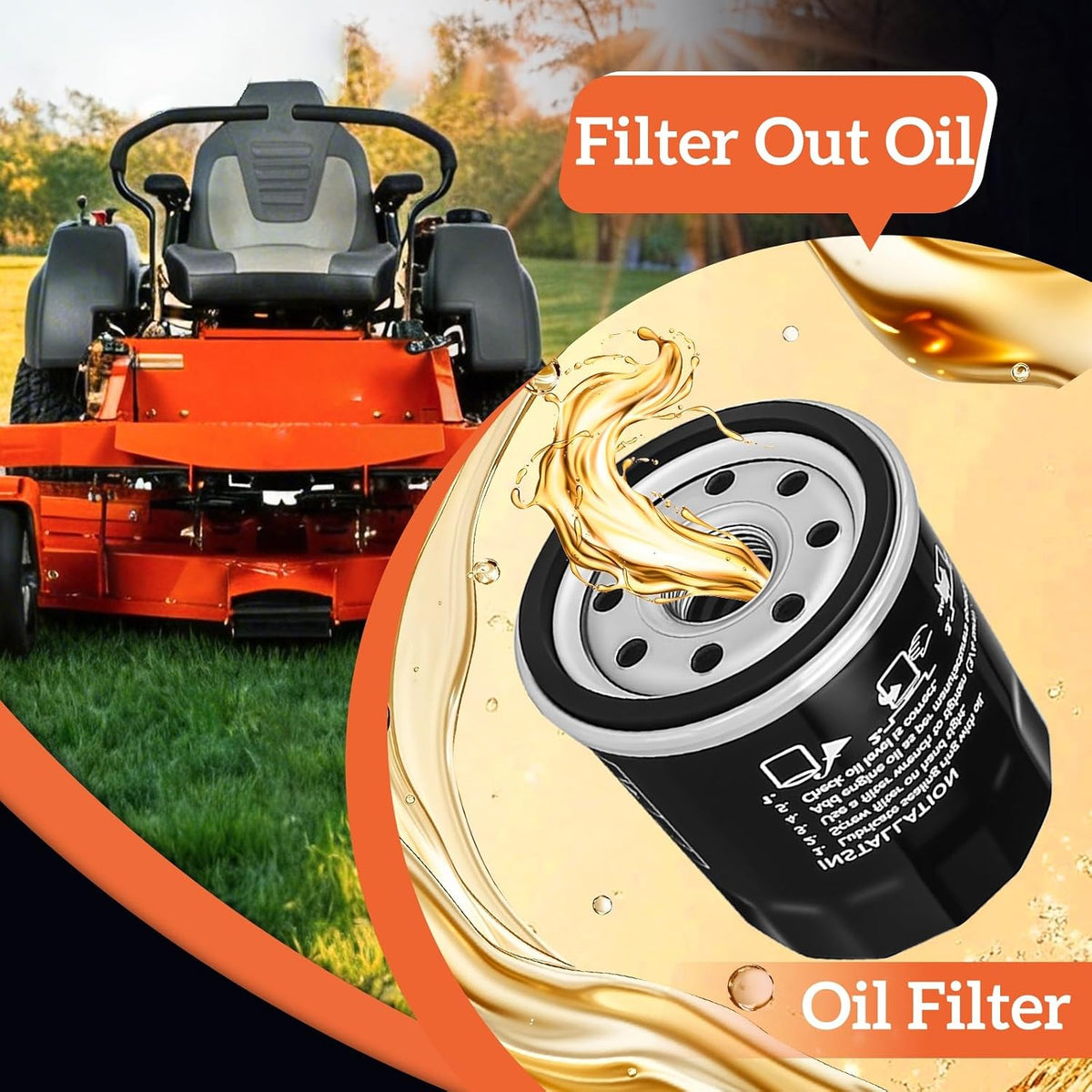 539113466 Oil Filter Fit For Husqvarn Mower P-ZT54 P-ZT60 M-ZT52 M-ZT52 M-ZT61 PZT4822 PZT6126 Rep 109-3321(2 Pack)