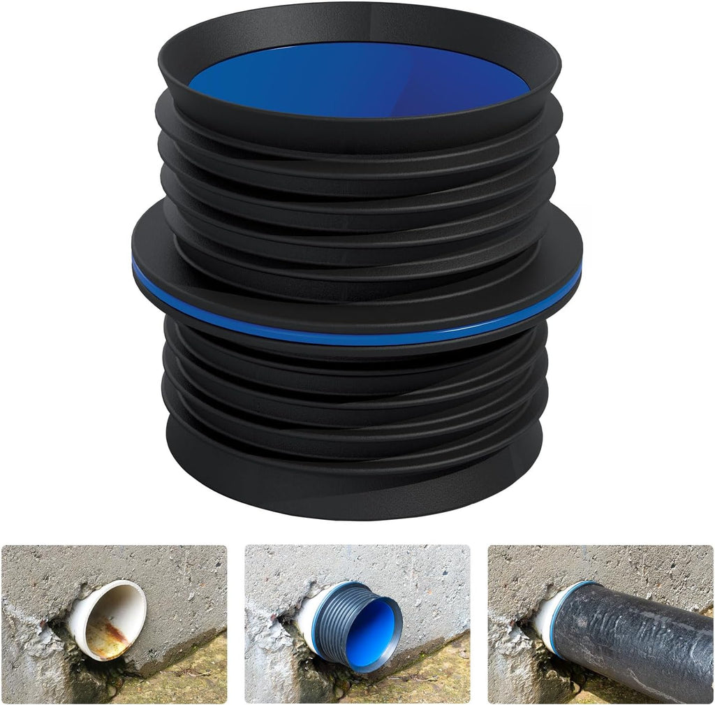 New Fernco 4" ICON Pushfit DWV Internal Coupling Sheared Off Pipe Connector, Plastic, Cast Iron and Copper