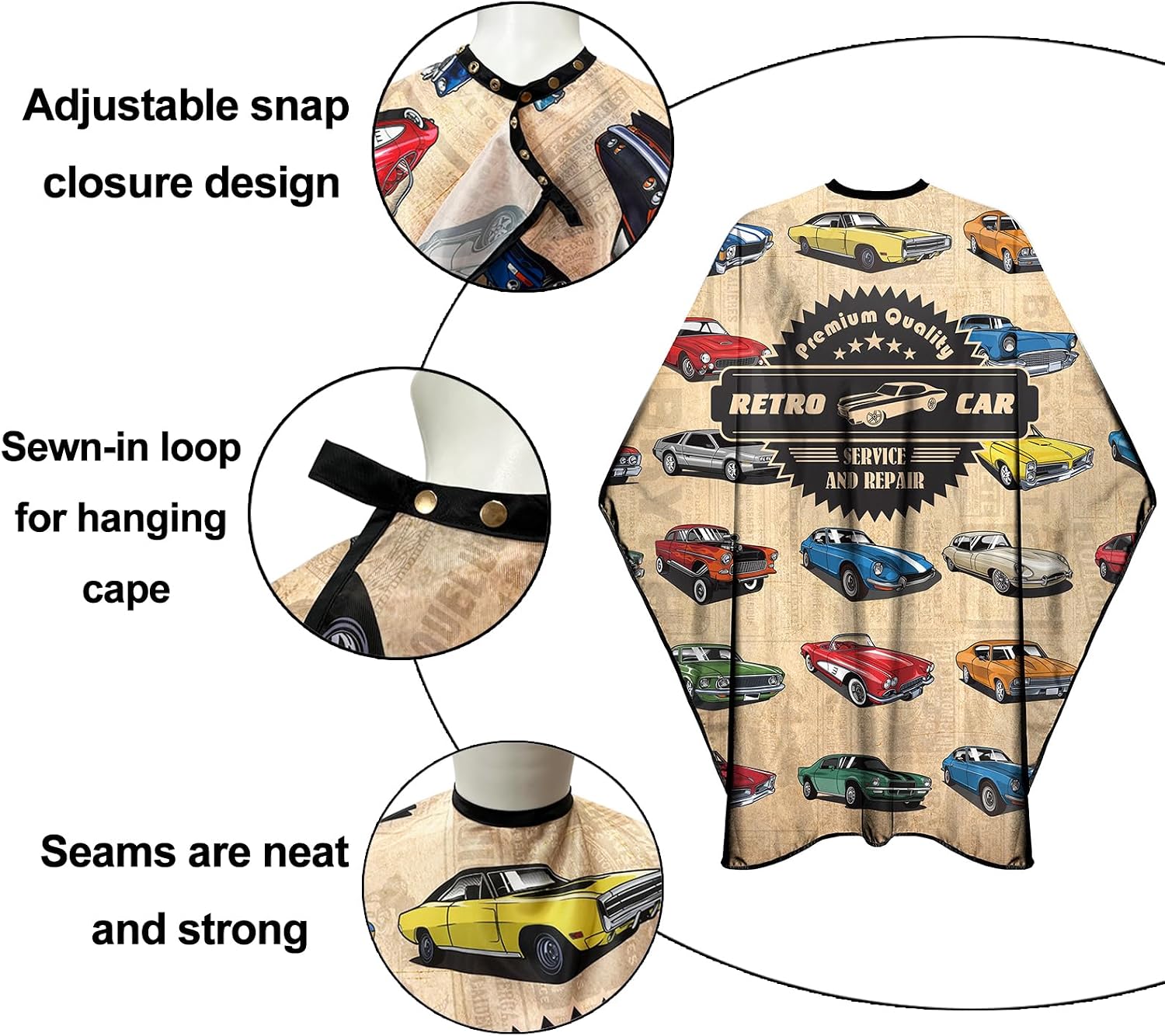 Barber Cape for Men Professional Hair Cutting Salon Cape with Snaps Waterproof Hairdressing Styling Cape Gown Apron