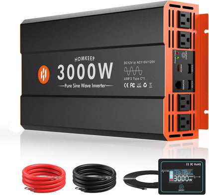 Power Inverter 12V DC to 110V AC Converter for RV Truck Off-Grid Solar Car Inverter (3000W-007)