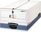 Stor/File FastFold Medium-Duty Storage Boxes With String & Button Closure and Built-In Handles, Legal Siz
