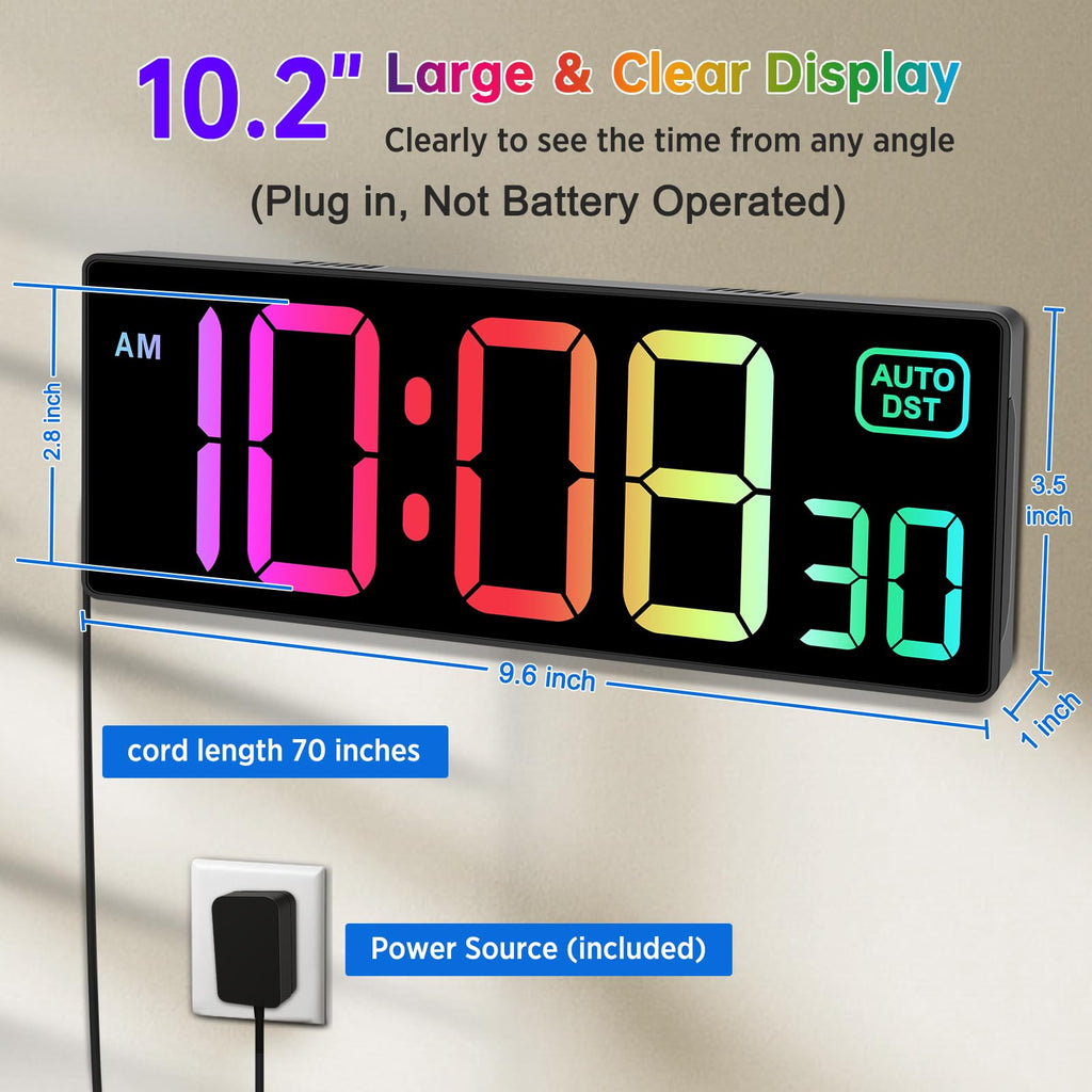 Soobest Digital Wall Clock, Remote Control Electric Timer Seconds for Gym