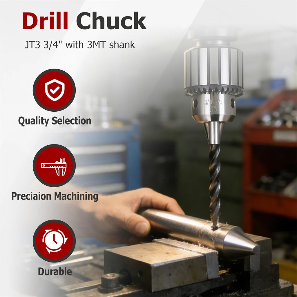 findmall JT3 Drill Chuck 3/16 Inch - 3/4 Inch Drill Press Chuck