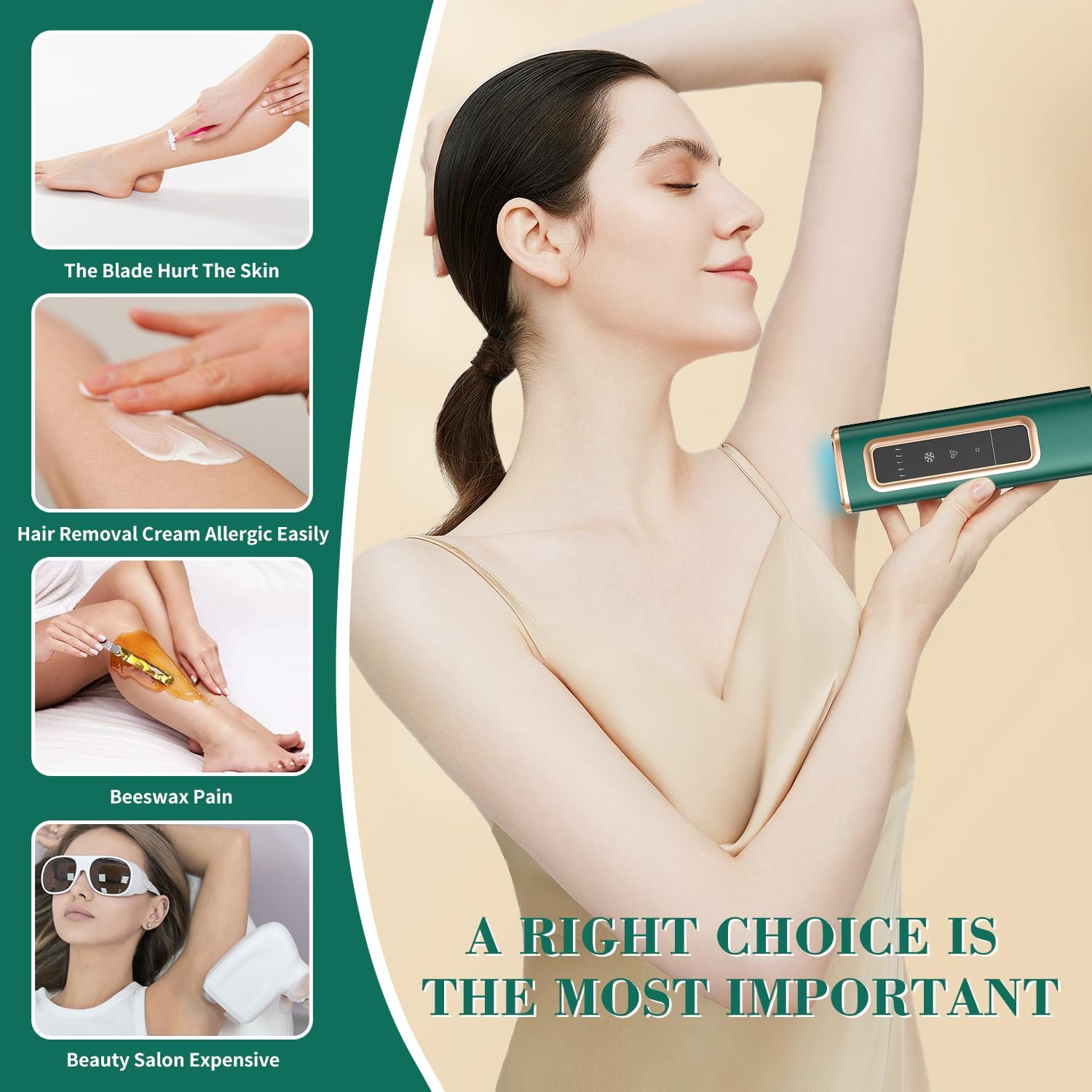 IPL Laser Hair Removal Device with Ice Cooling for Women and Men at Home,Infinite Flash,Painless epilator for face