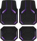 Heavy Duty Rubber Floor Mats, Purple Aluminum Film Car Mats Set, Front and Rear Car Mats with Anti-Slip Backing, All
