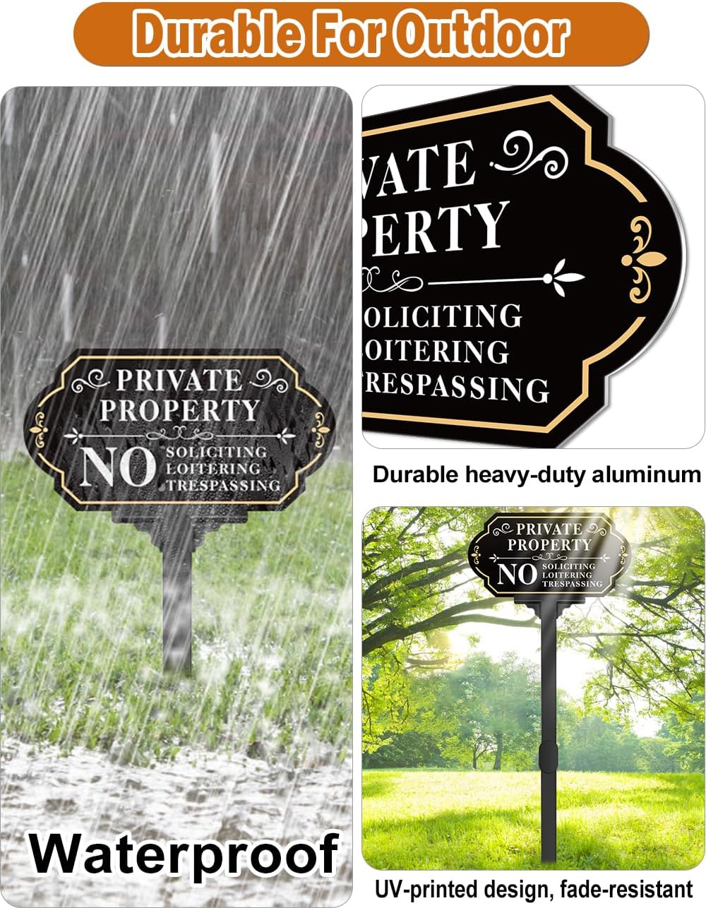 No Soliciting Sign for House with Stake - Adjustable Height - 12.7 x 6.6 Inch/36 Inch High - 50-mil Thick Aluminum