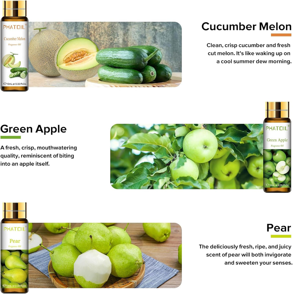 Fruit Fragrance Oil Set for Diffusers for Home, Soap Candle Making | Refresh Space, Aromatherapy, DIY Air Freshener