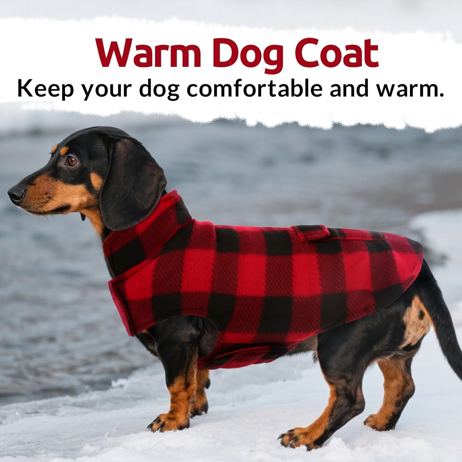 Dog Winter Coat, Fleece Doggie Jacket Plaid Reversible Vest Waterproof Windproof Cold Weather Clothes for Small