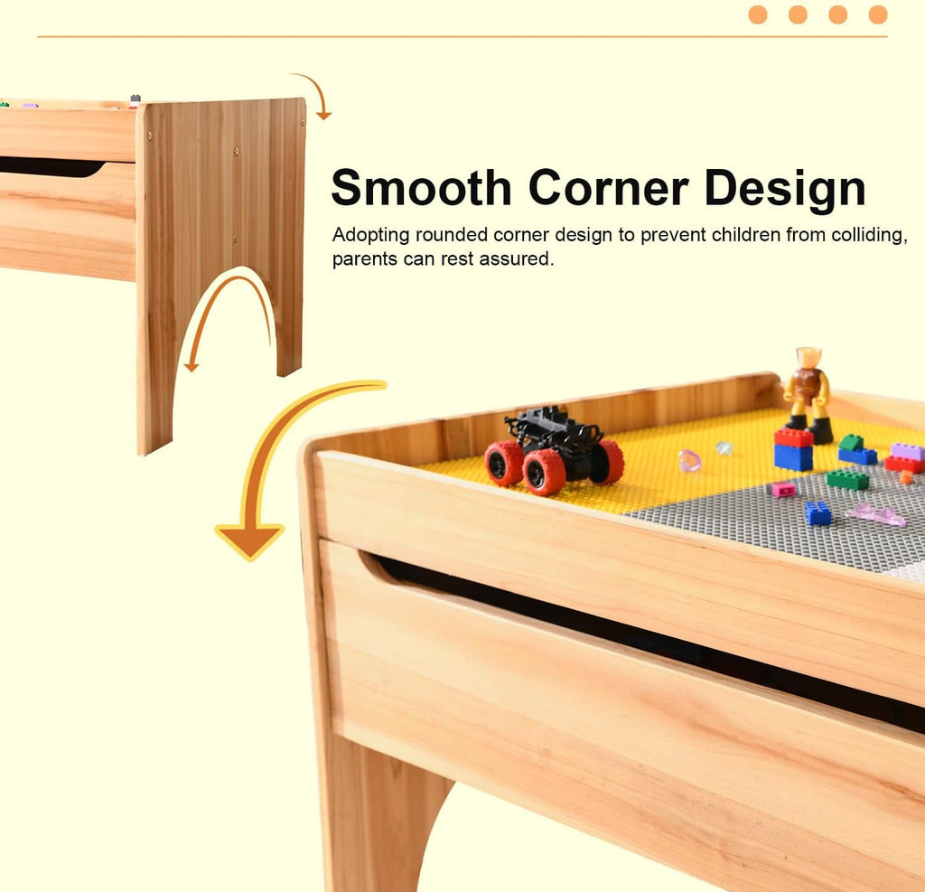 Wooden Kids Activity Table with Storage, Multi-Purpose Sensory Table for Children, Play Table Compatible with