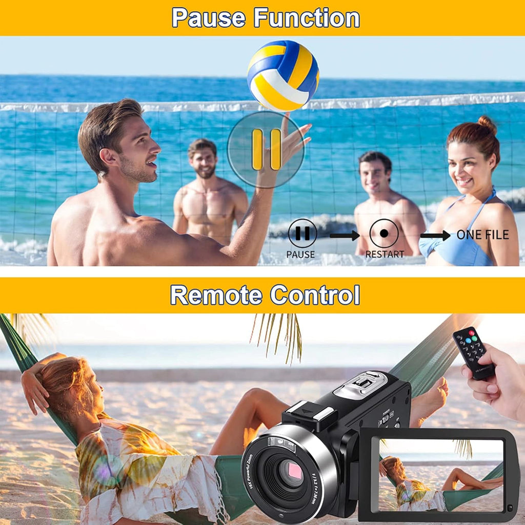 Video Camera Camcorder Full HD 1080P 30FPS 24.0 MP IR Night Vision Vlogging Camera Recorder 3.0 Inch IPS Screen 16X