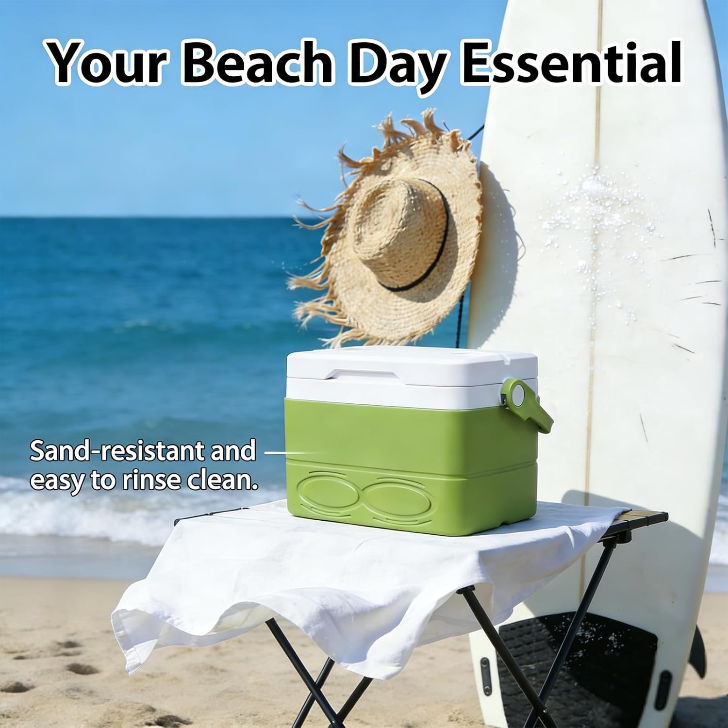 Insulated Camping Cooler, 2.25Gal Portable Small Cooler with Handle, Lightweight with Cup Slots, Ideal for Camping