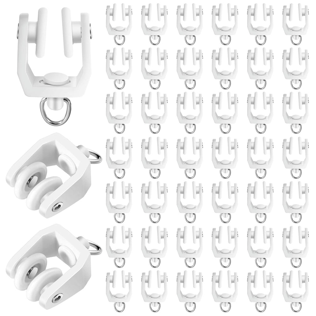Jetec 100 Pcs Curtain Track Rollers Bulk, Flexible Bendable, White