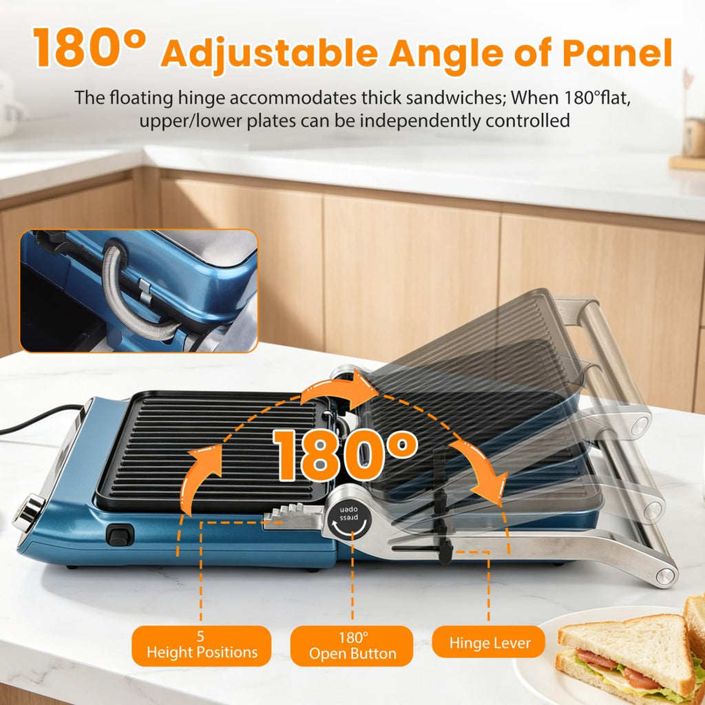 7-in-1 Panini Press Sandwich Maker, Electric Indoor Grill