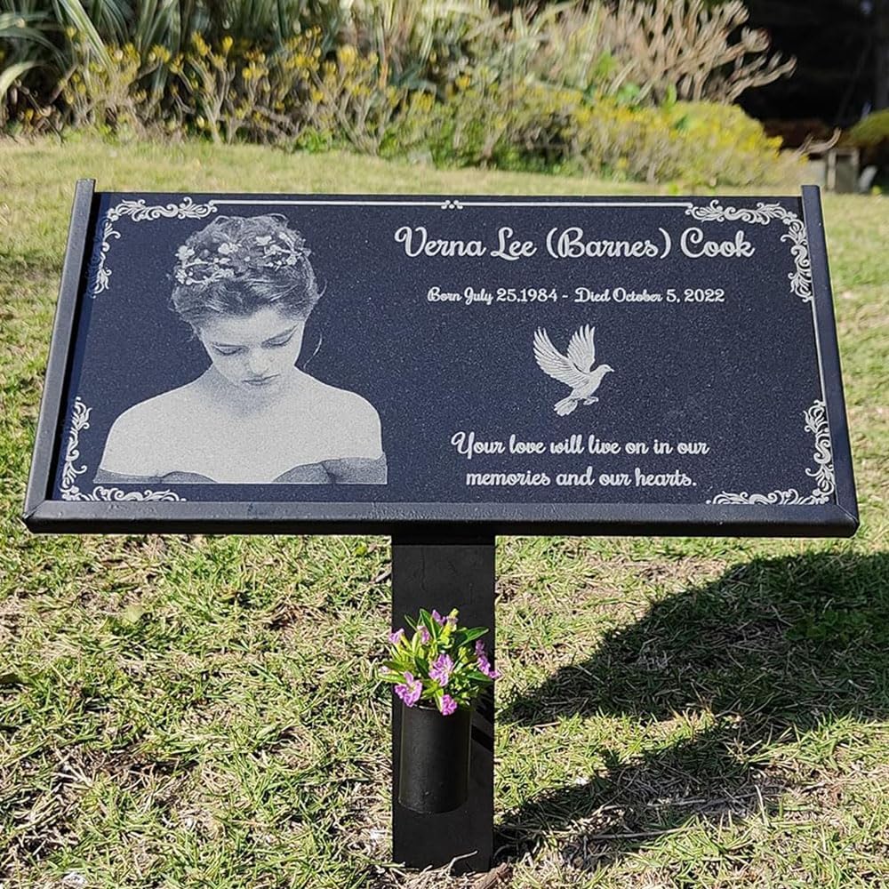 Headstones for Graves with Photo Personalized,12 x 6" Temporary Grave Markers for Cemetery for Humans Memorial