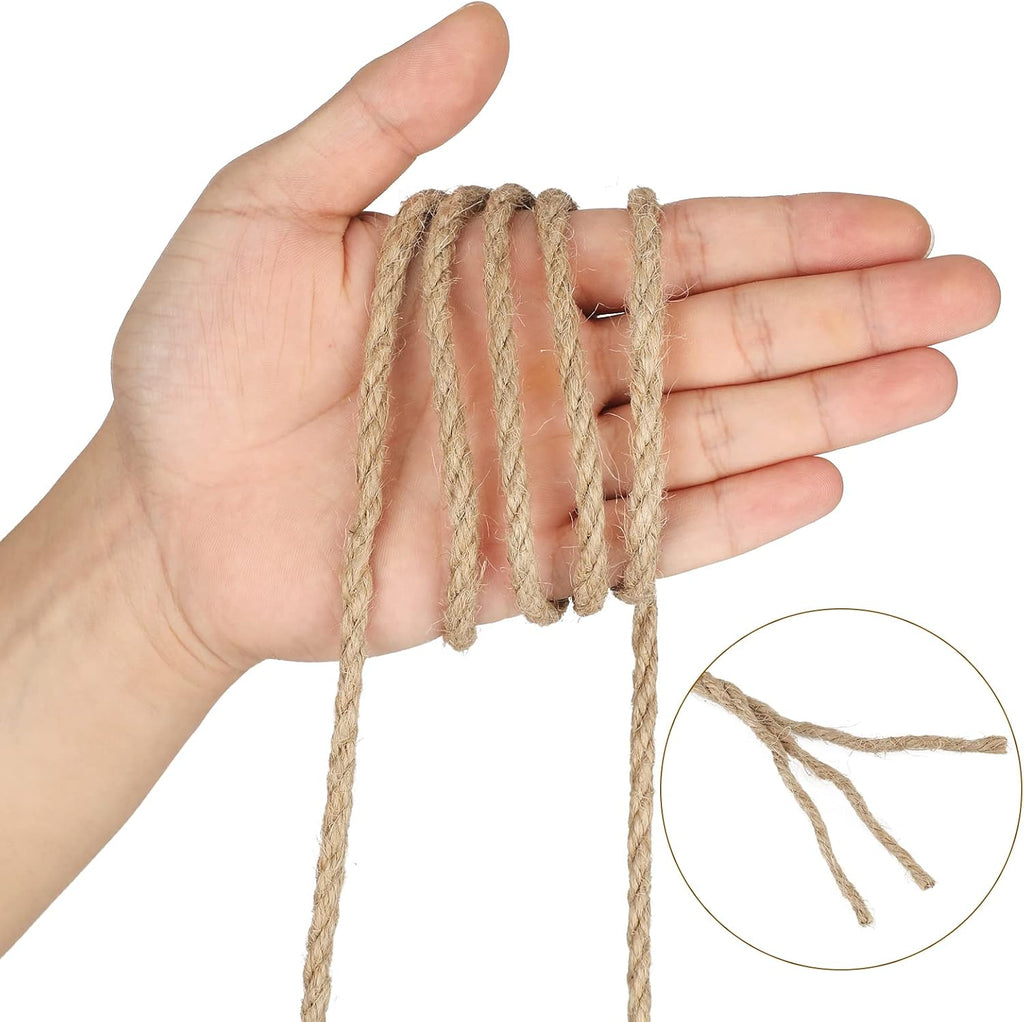 6MM x 164FT Jute Twine, Strong and Heavy Duty Twisted Jute Rope
