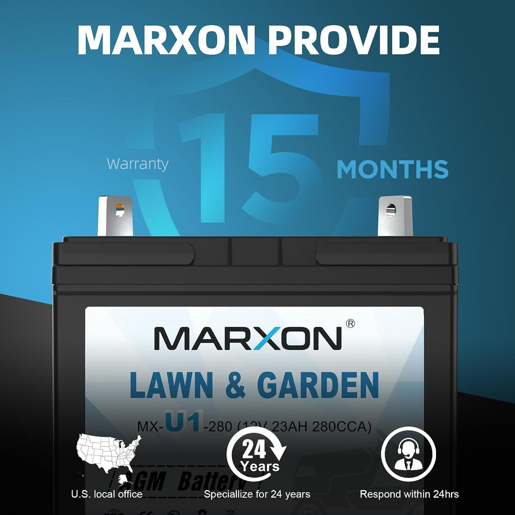 U1 Riding Lawn Mower Batteries Garden Tractors Battery 280CCA | Maintenance Free AGM Battery, Compatible with
