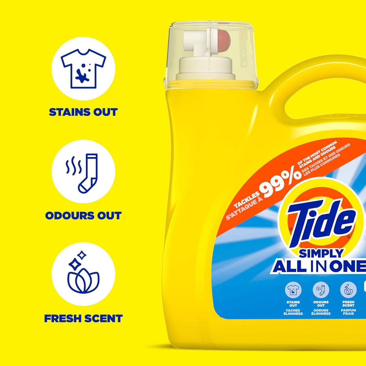 Simply All-In-One Liquid Laundry Detergent, Refreshing Breeze Scent, 128 Loads, 168 fl oz