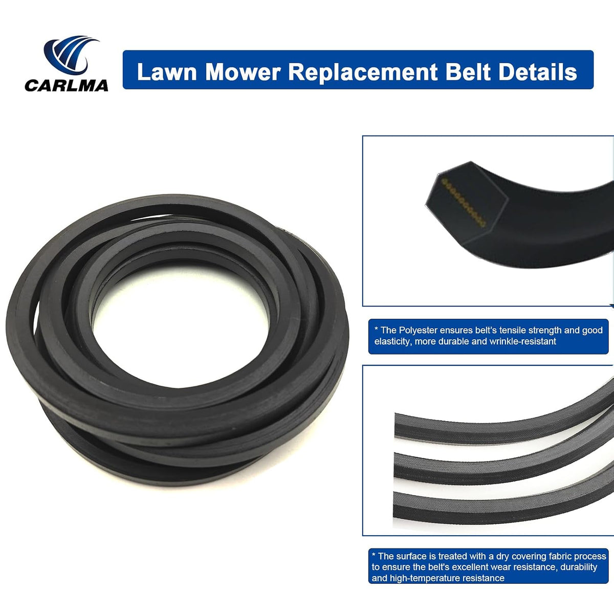 Lawn Mower Double Angled V-Belt Deck Drive Belt for Snapper 0-6 Series (Handle bar Models): 25", 26", 28" and 30" Deck 1-0749, 7010749, 7010749YP, Ref No AA68 (1/2" x 71 1/4")