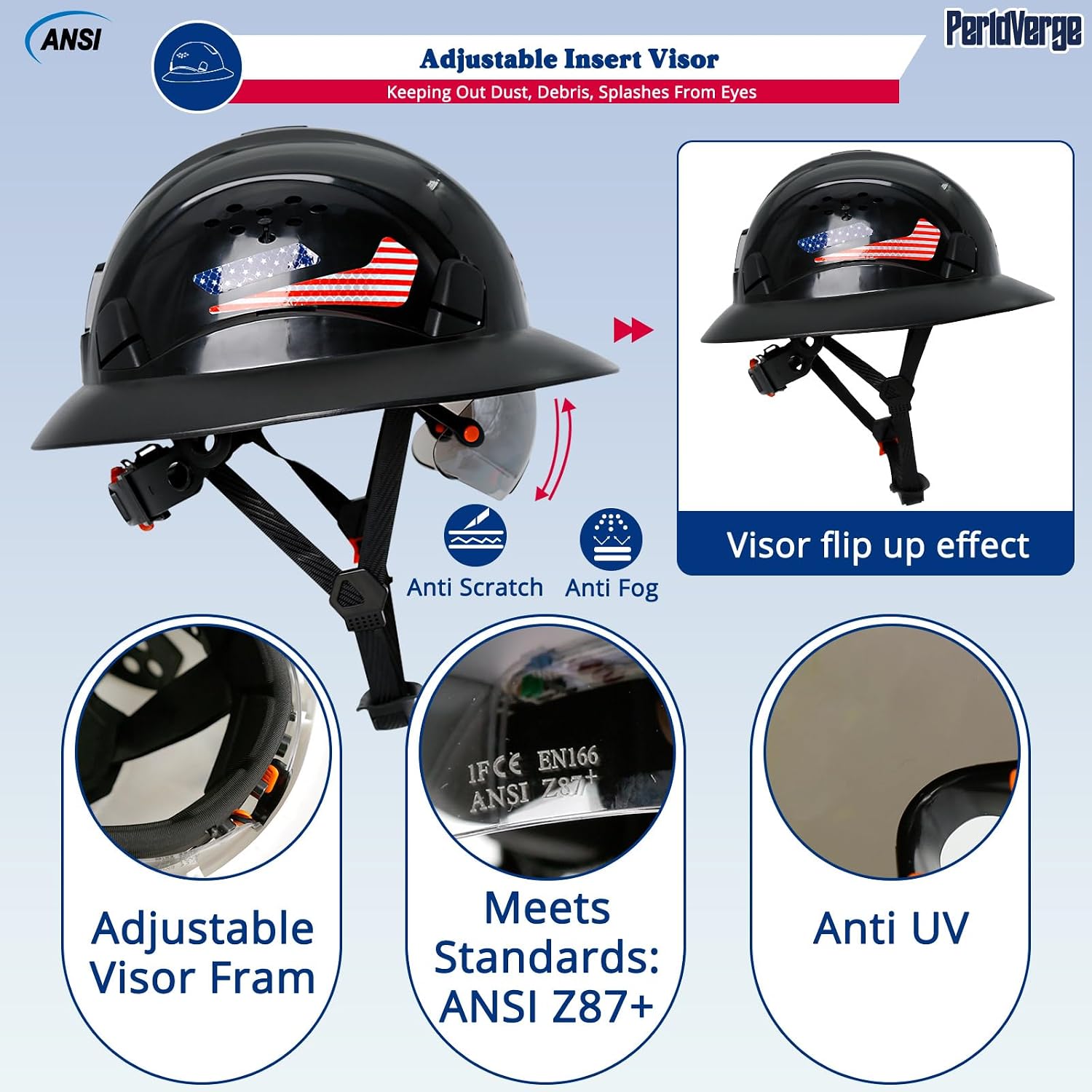Full Brim Hard Hats Construction OSHA Approved with Visor-Construction Worker Helmet with Neck Gaiter with Ear