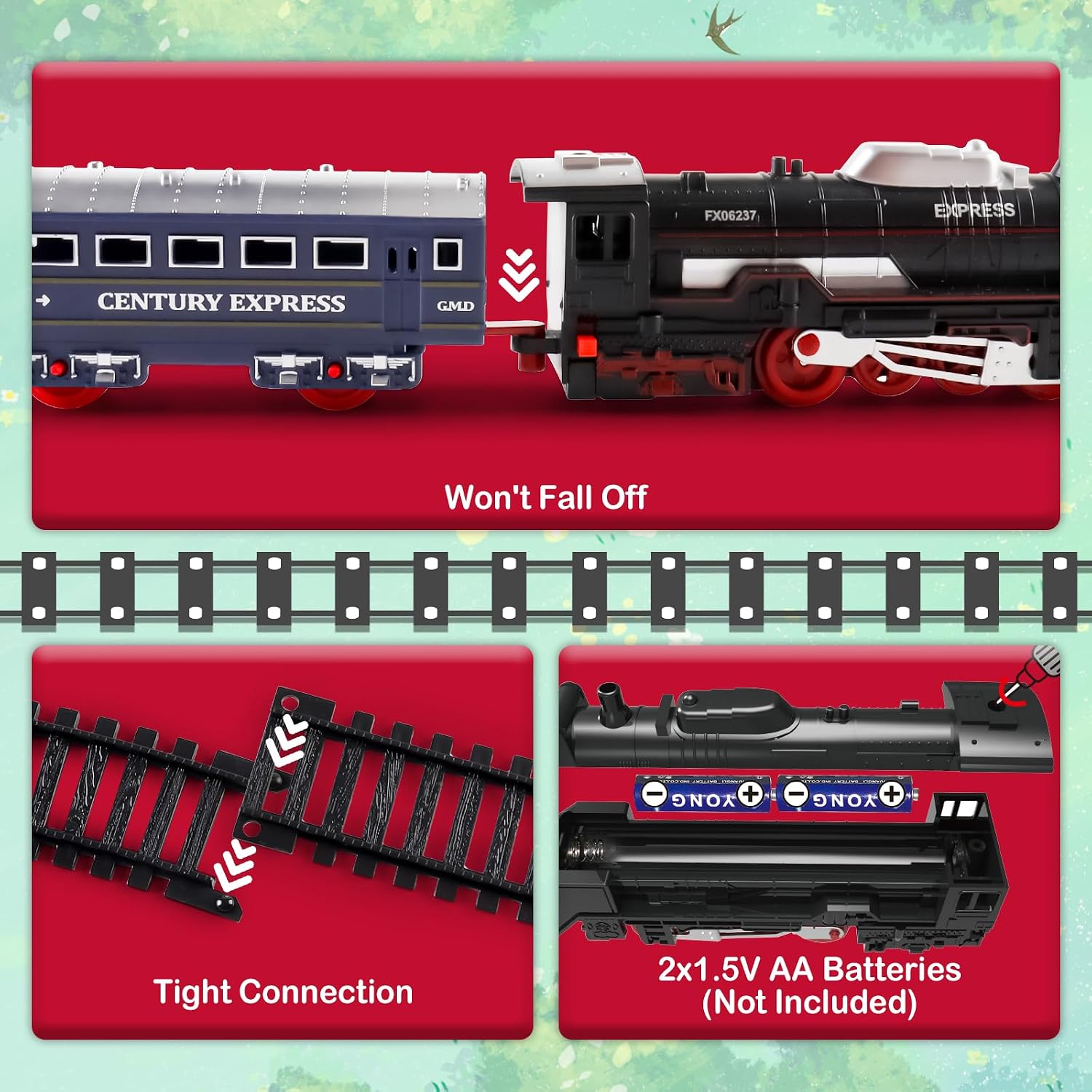 Electric Train Set Train Tracks with Light for Kids Train Railway | Cargo Cars and Long Track for Kids 3-12 with