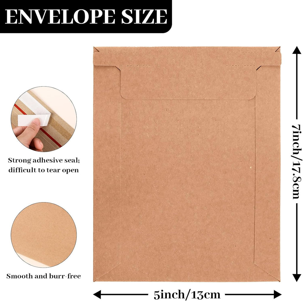 5x7" Rigid Mailers, Brown Kraft, A6 Self Seal, 100 Pcs