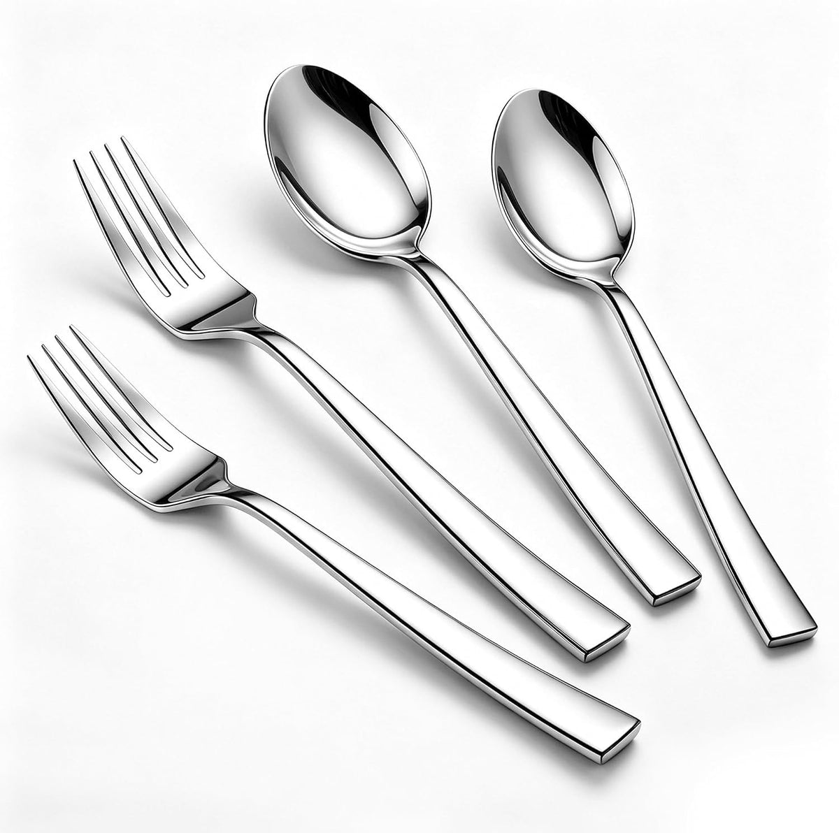 24-Piece Forks and Spoons Set, 12 Dessert Forks and 12 Teaspoons