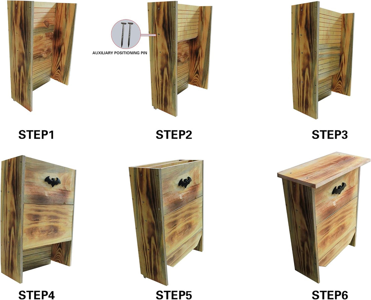 Large Solid Wood Bat House - Dual-Chamber Habitat to Attract Insect-Eating Bats | Includes Pre-Drilled Mounting Kit