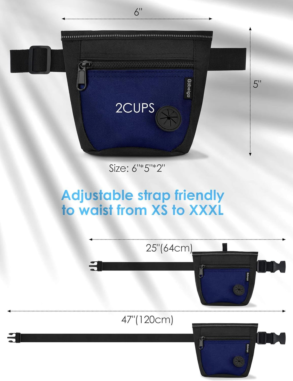 Dog Treat Pouch and Training Clicker, Upgrade Two Magnetic Closure to Prevent Spills, 2 Cup Treat Bag with Poop Bag