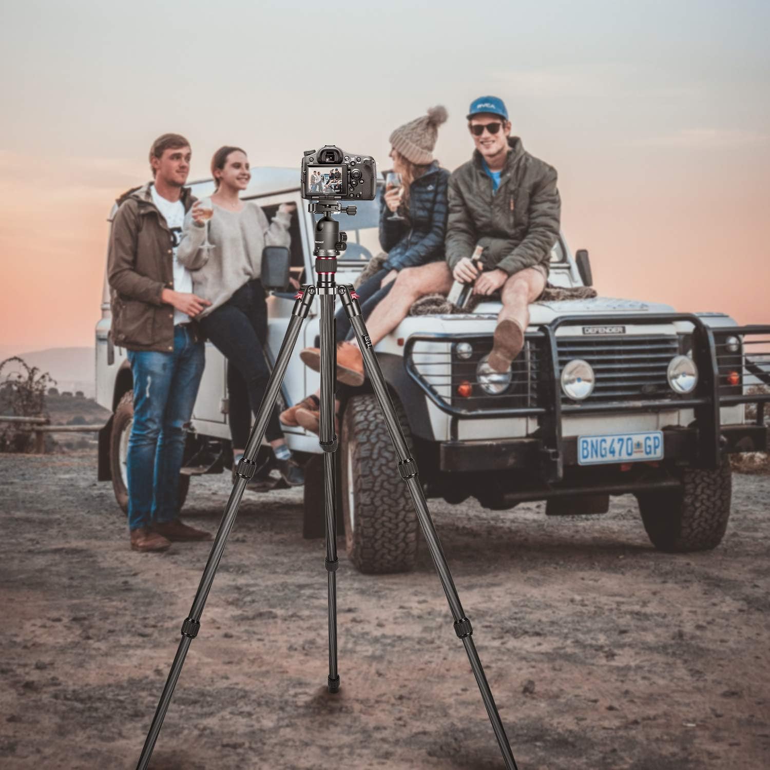 66"/168cm Carbon Fiber Camera Tripod with 360° Ball Head, N55C | Panorama, 1/4" Arca QR Plate, Portable Bag, Compact