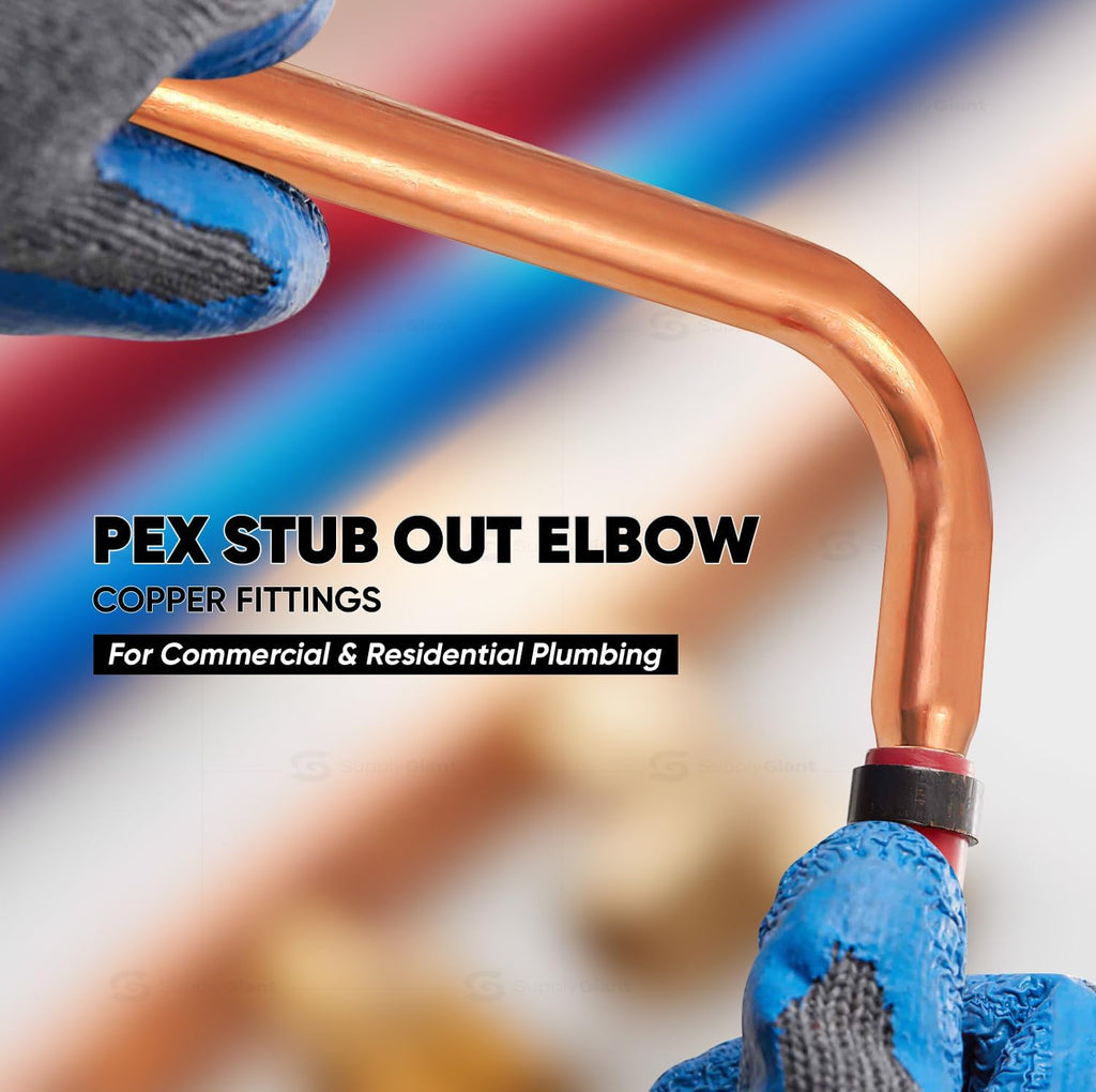 Supply Giant QTP-34M8 PEX Copper Stub Out Elbow, 3/4", Brass