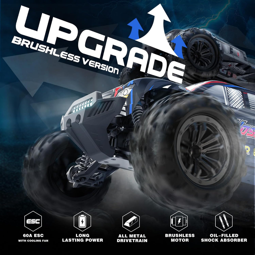 1:10 Brushless RC Cars for Adults & Boys, 60+ KMH Remote Control Car | 4WD Off Road Monster Truck, Waterproof