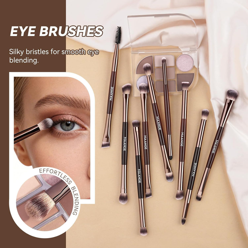 13 Pcs Foundation Makeup Brush Set With Bag, Make up Brushes, Double-End Multi Functional Makeup Brushes