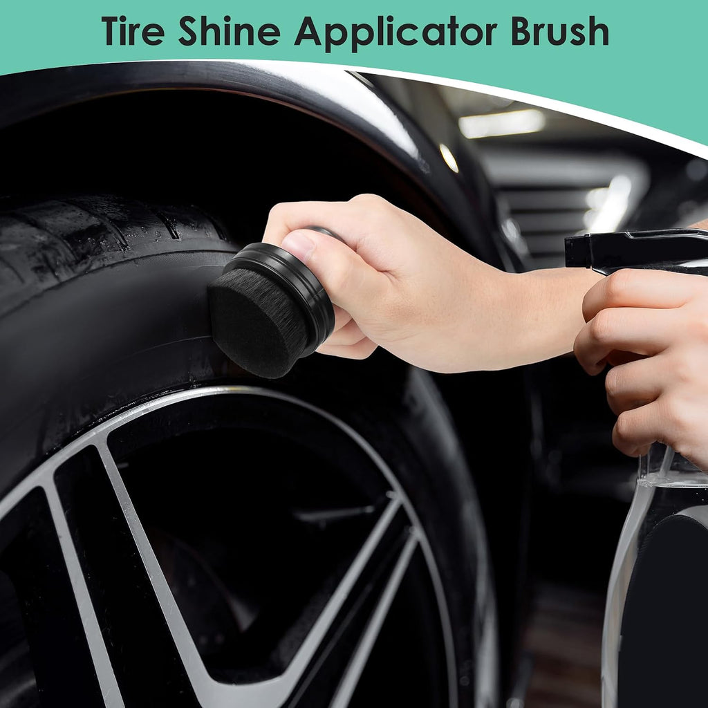 2 Pack Car Tire Shine Applicator Brush with Seal Cover Included | Automotive Tire Dressing Applicator, Detailing and