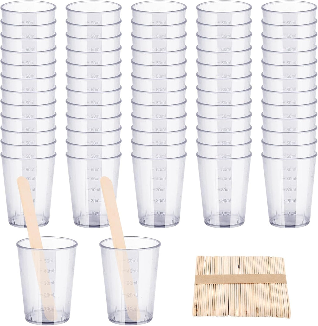 Resin Mixing Cups and Sticks, 110 Packs Epoxy Measuring Cups Kit - 60PCS 100ml Disposable Graduated Cups, 50PCS