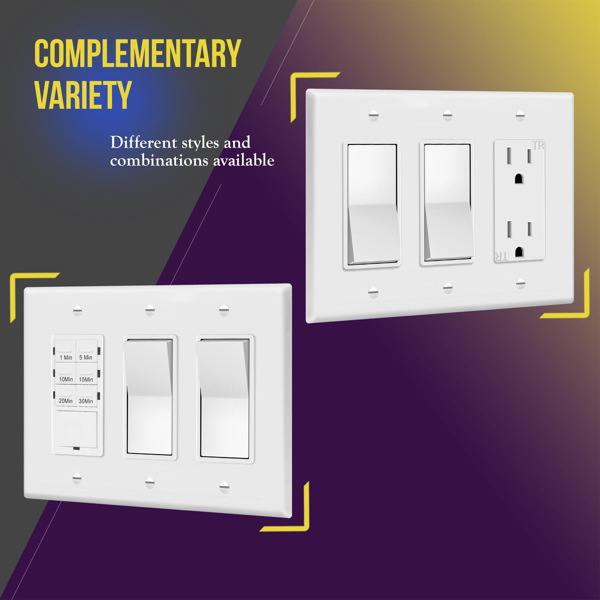 ENERLITES 3-Gang White Mid-Size Decorator Switch Outlet Wall Plate Cover